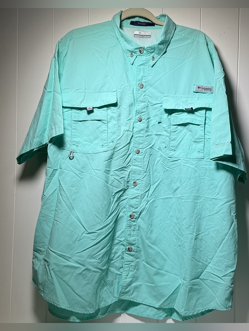 Columbia Bahama PFG Fishing Shirt Men's XXL Blue Vented Short Sleeve  Omni Shade